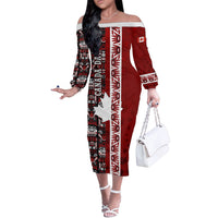 Canada Day Indigenous First Nations Off The Shoulder Long Sleeve Dress Tribal Haida Totem Art One Nation
