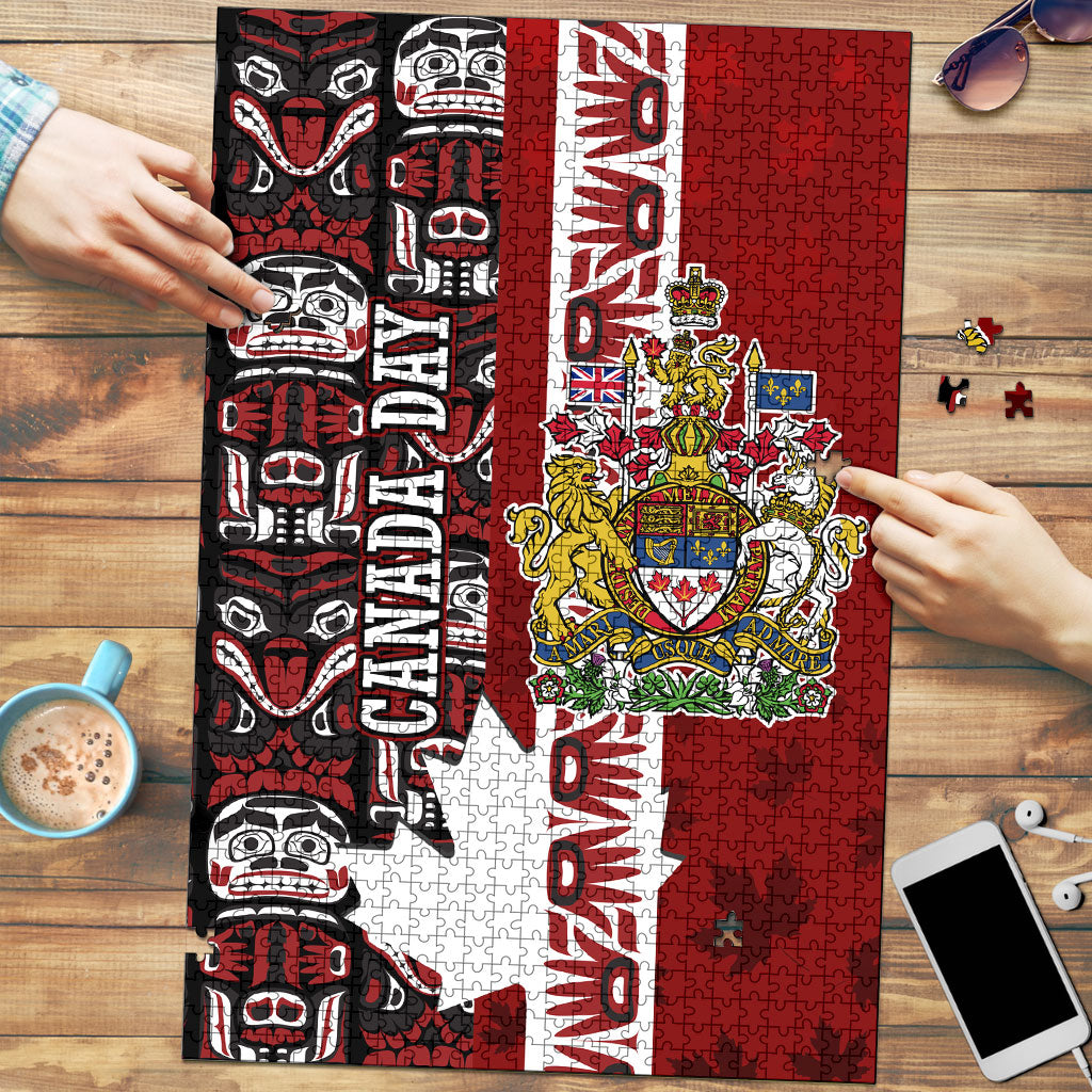 Canada Day Indigenous First Nations Puzzle Tribal Haida Totem Art One Nation