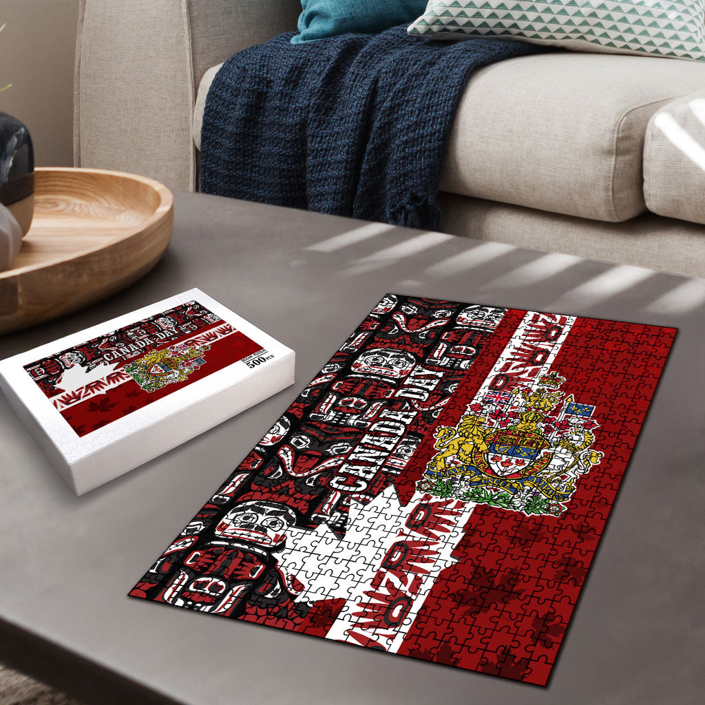 Canada Day Indigenous First Nations Puzzle Tribal Haida Totem Art One Nation