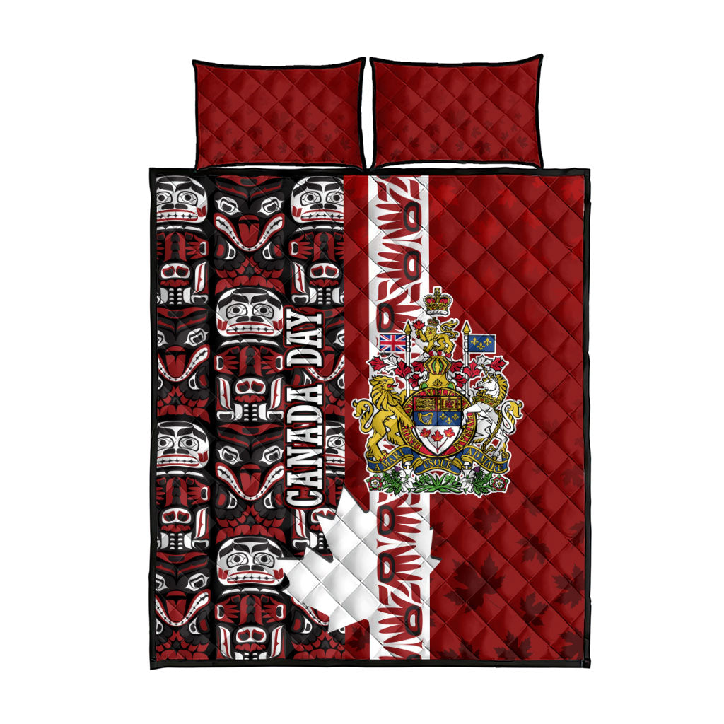 Canada Day Indigenous First Nations Quilt Bed Set Tribal Haida Totem Art One Nation