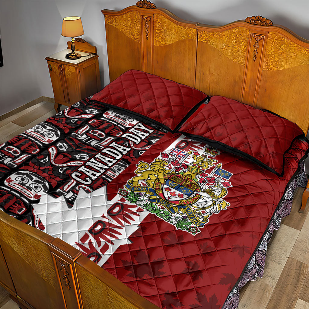 Canada Day Indigenous First Nations Quilt Bed Set Tribal Haida Totem Art One Nation
