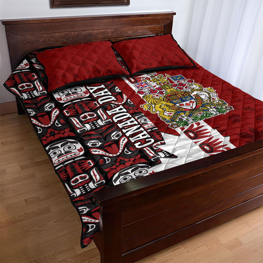 Canada Day Indigenous First Nations Quilt Bed Set Tribal Haida Totem Art One Nation