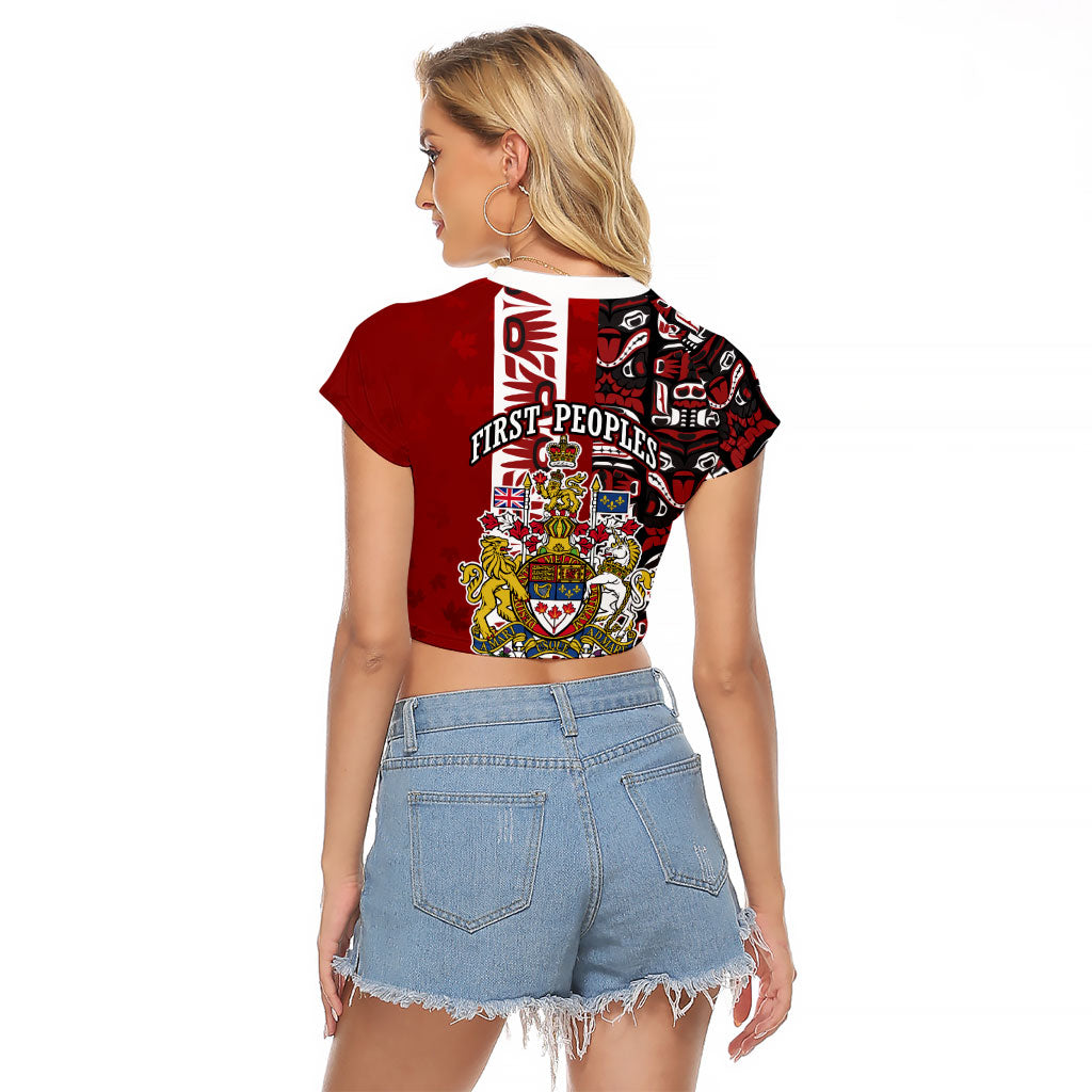 Canada Day Indigenous First Nations Raglan Cropped T Shirt Tribal Haida Totem Art One Nation