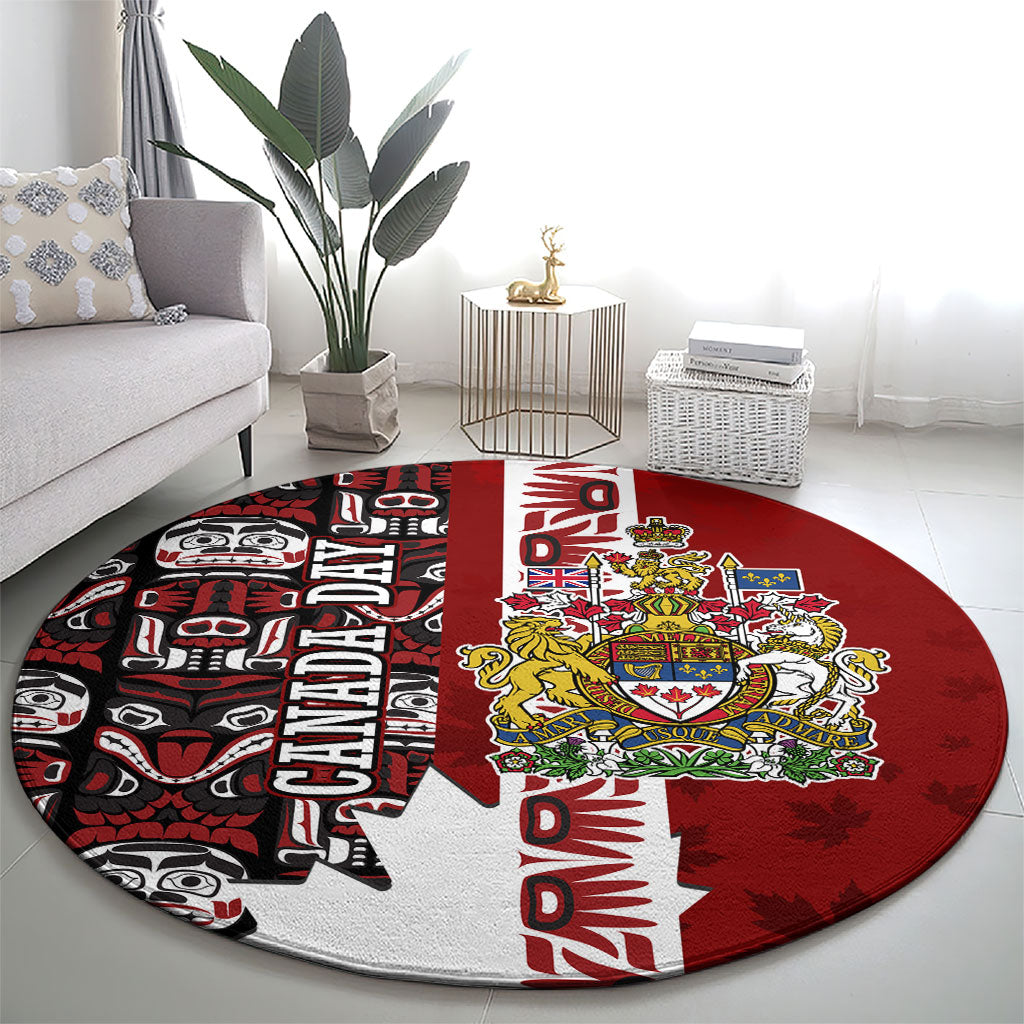 Canada Day Indigenous First Nations Round Carpet Tribal Haida Totem Art One Nation