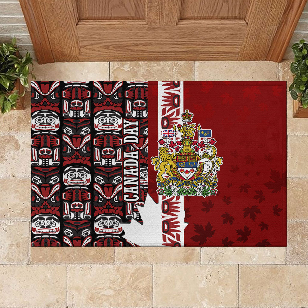 Canada Day Indigenous First Nations Rubber Doormat Tribal Haida Totem Art One Nation