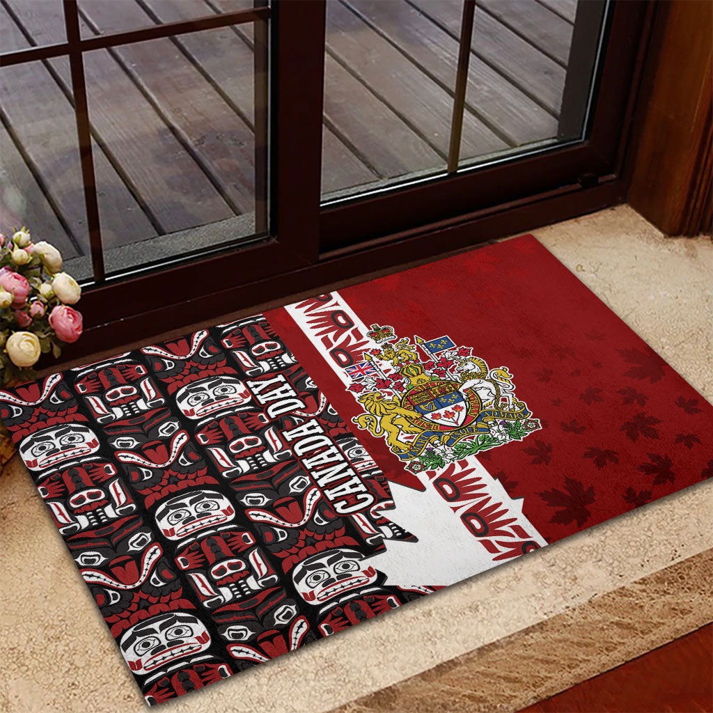 Canada Day Indigenous First Nations Rubber Doormat Tribal Haida Totem Art One Nation