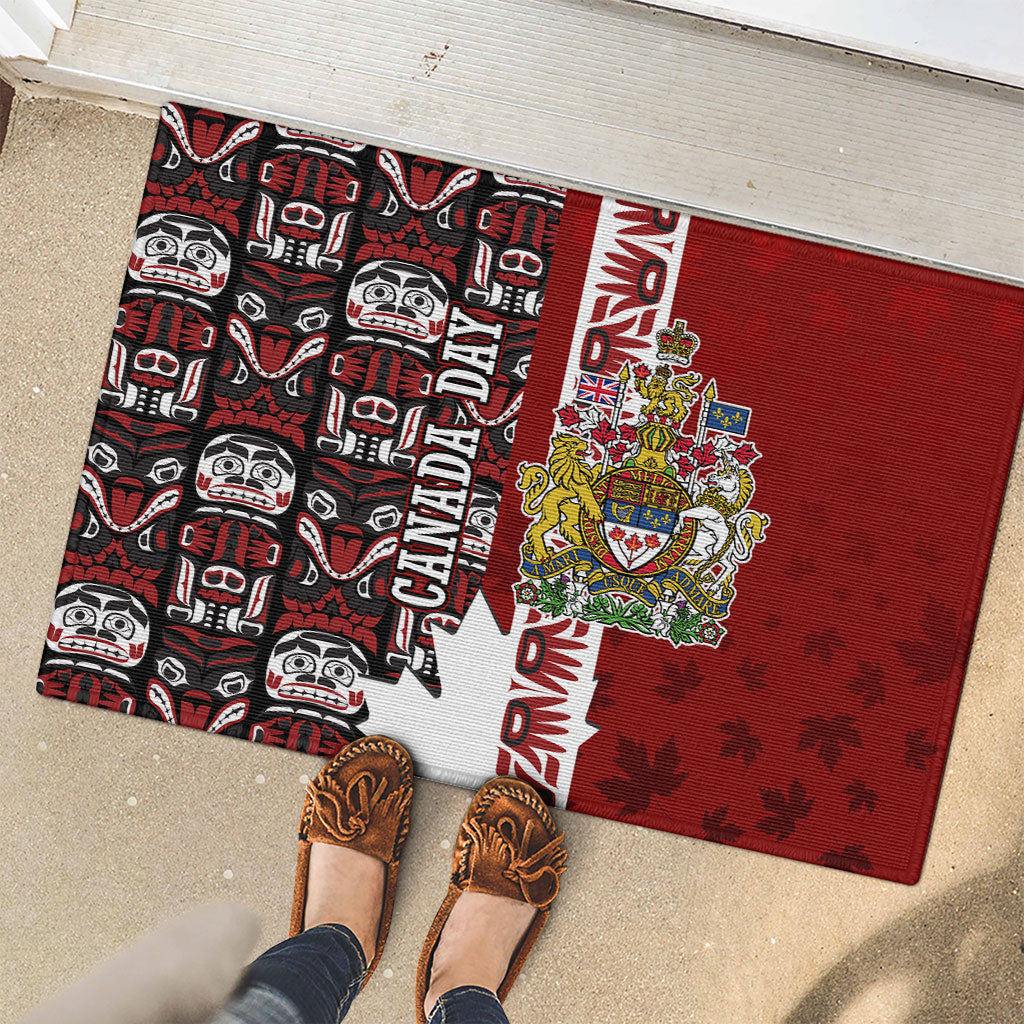Canada Day Indigenous First Nations Rubber Doormat Tribal Haida Totem Art One Nation