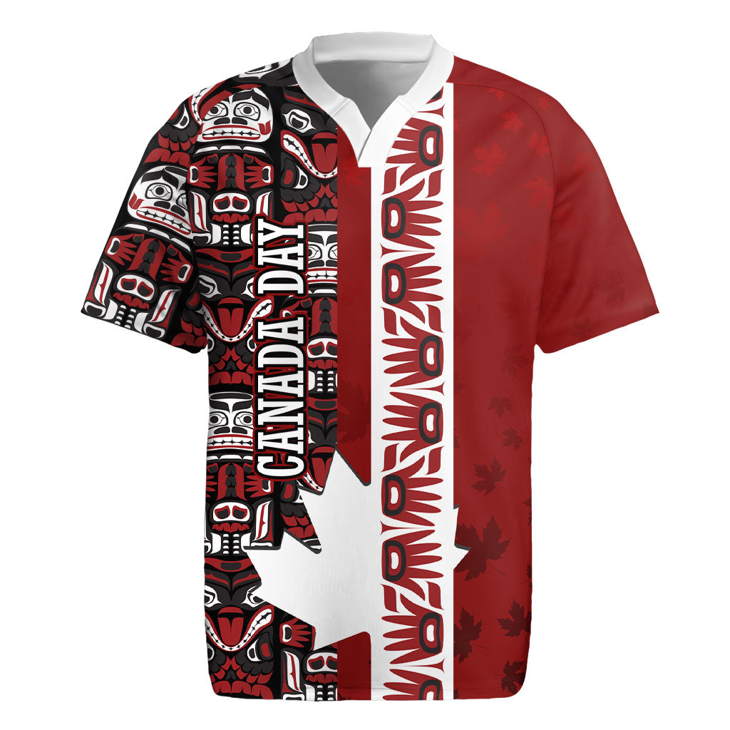 Canada Day Indigenous First Nations Rugby Jersey Tribal Haida Totem Art One Nation