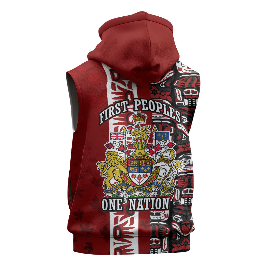 Canada Day Indigenous First Nations Sleeveless Hoodie Tribal Haida Totem Art One Nation