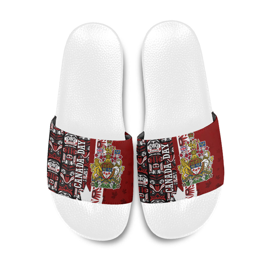 Canada Day Indigenous First Nations Slide Sandals Tribal Haida Totem Art One Nation