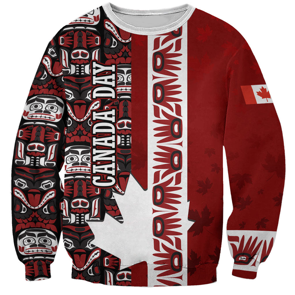 Canada Day Indigenous First Nations Sweatshirt Tribal Haida Totem Art One Nation