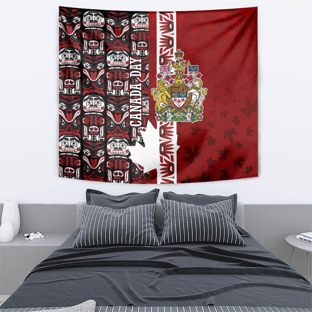 Canada Day Indigenous First Nations Tapestry Tribal Haida Totem Art One Nation