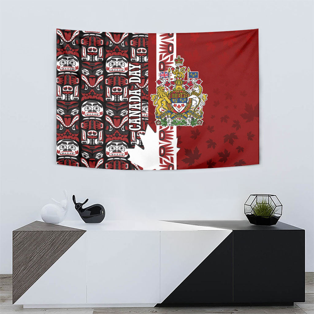 Canada Day Indigenous First Nations Tapestry Tribal Haida Totem Art One Nation