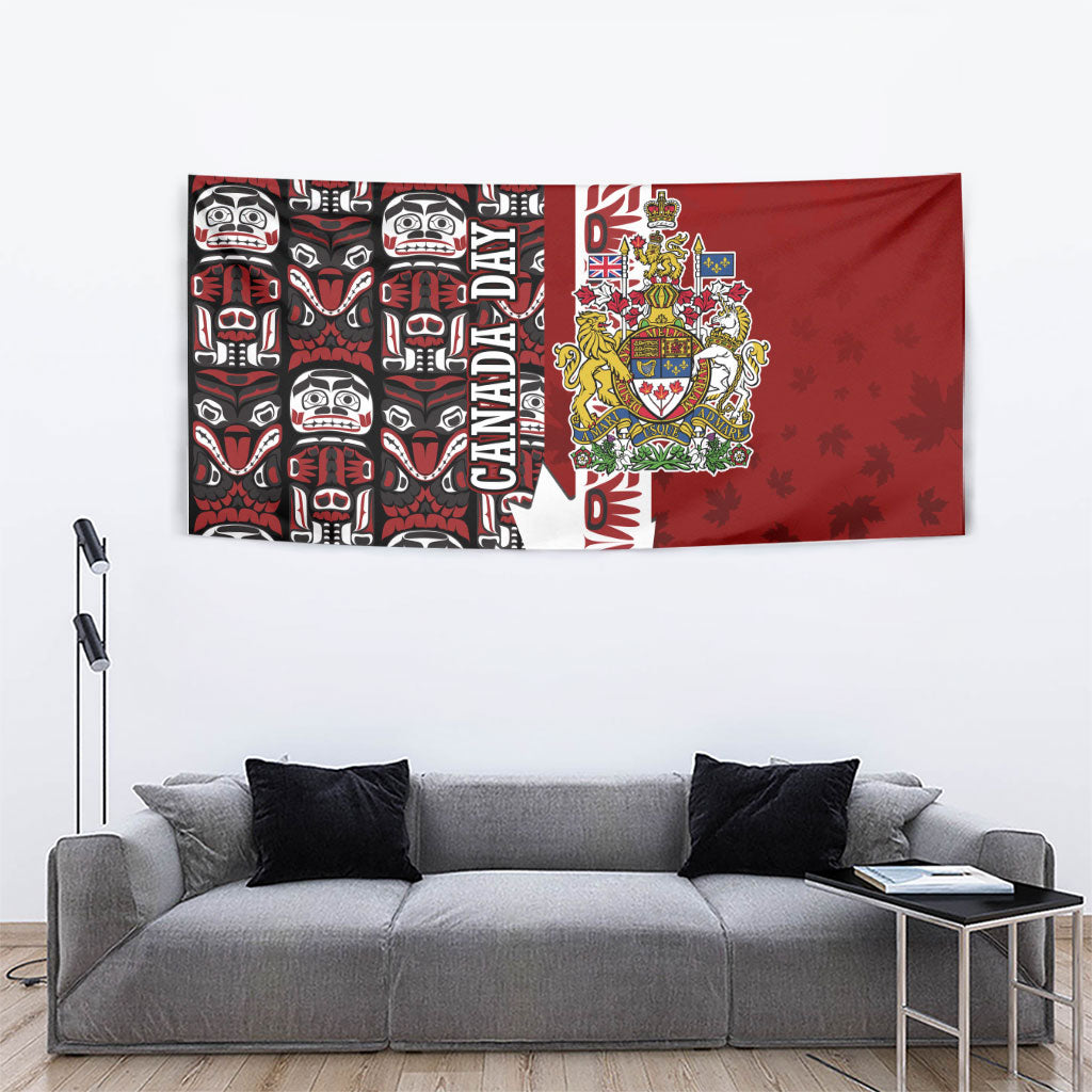 Canada Day Indigenous First Nations Tapestry Tribal Haida Totem Art One Nation