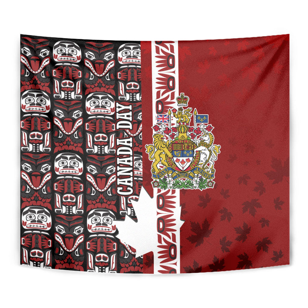 Canada Day Indigenous First Nations Tapestry Tribal Haida Totem Art One Nation