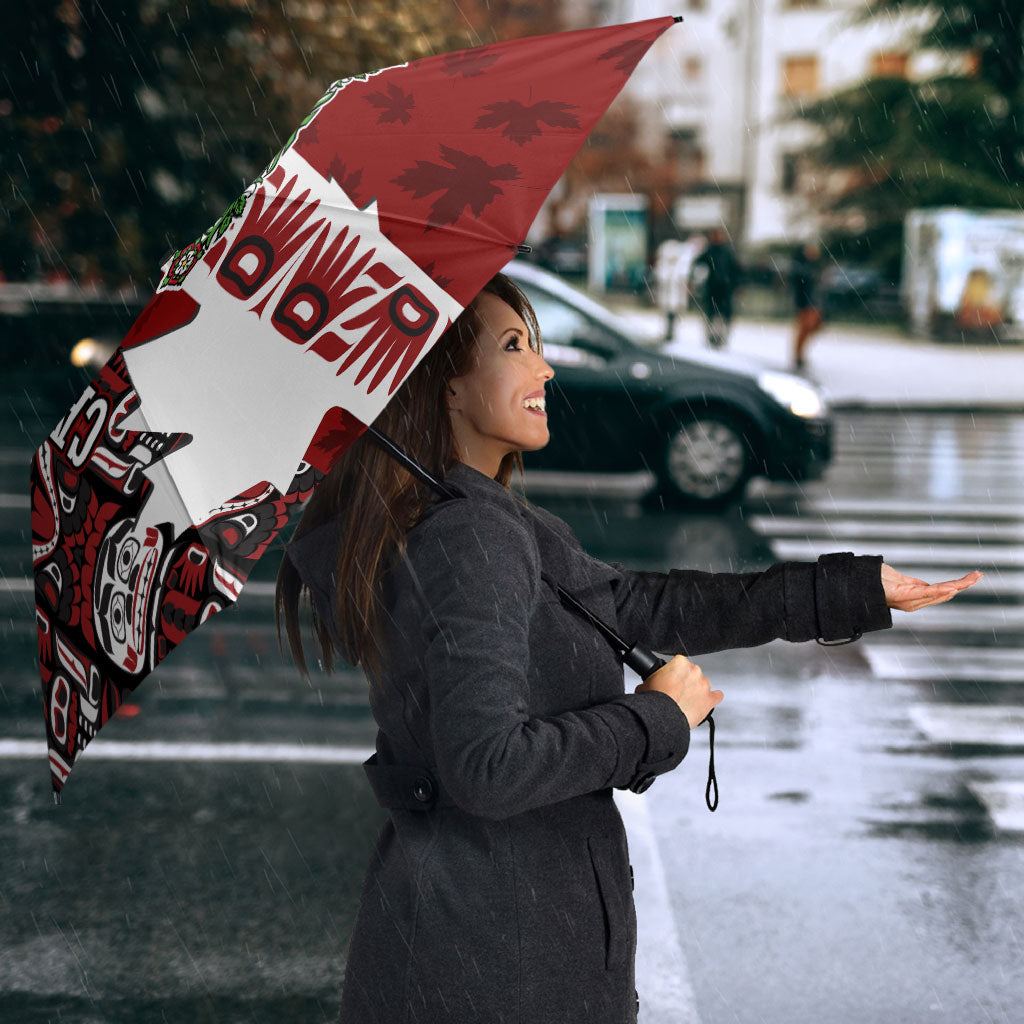 Canada Day Indigenous First Nations Umbrella Tribal Haida Totem Art One Nation