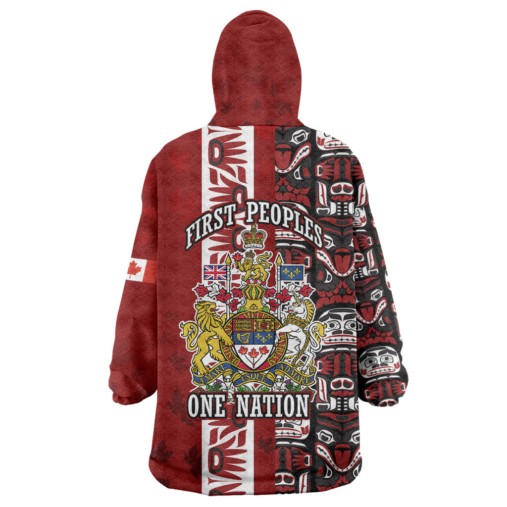Canada Day Indigenous First Nations Wearable Blanket Hoodie Tribal Haida Totem Art One Nation