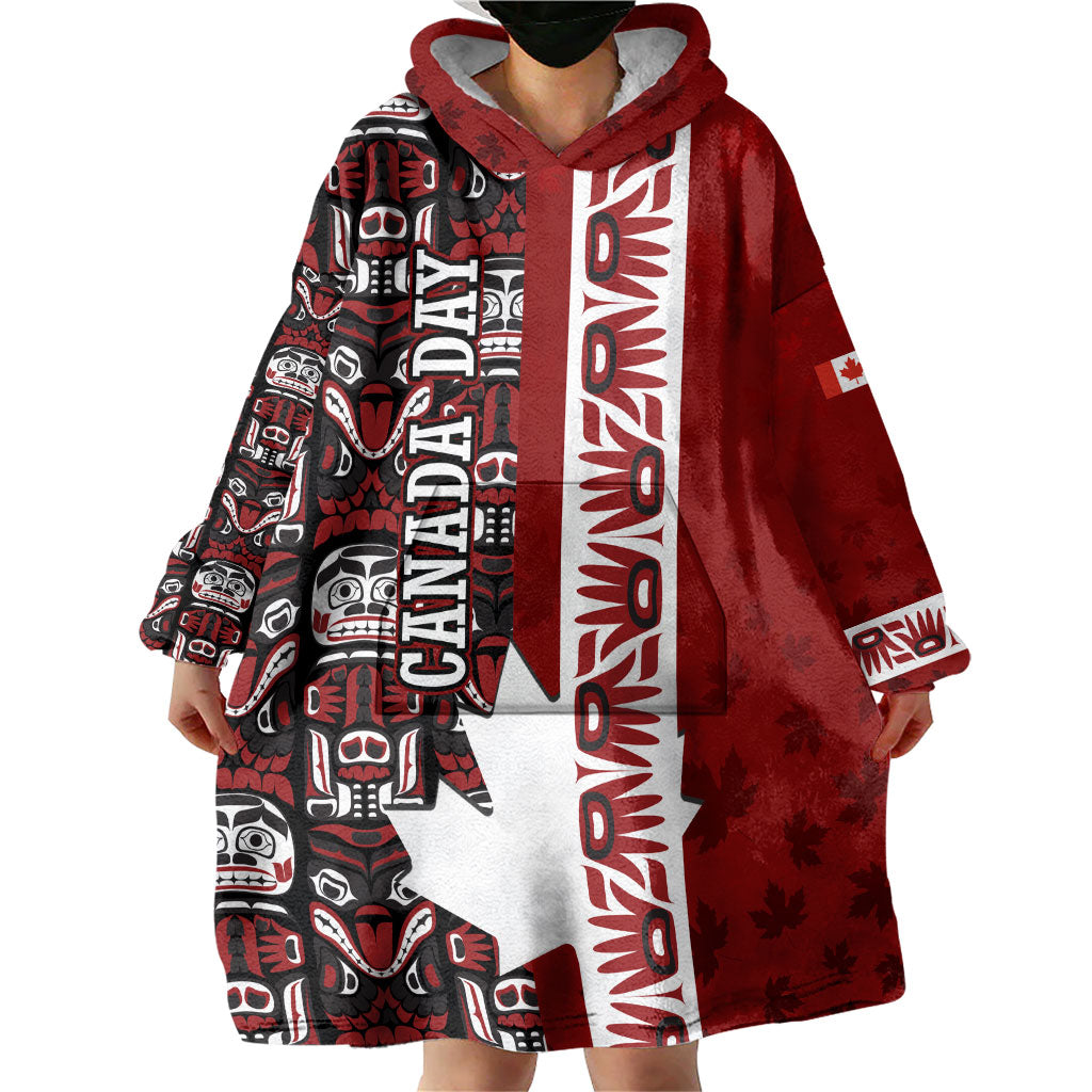 Canada Day Indigenous First Nations Wearable Blanket Hoodie Tribal Haida Totem Art One Nation