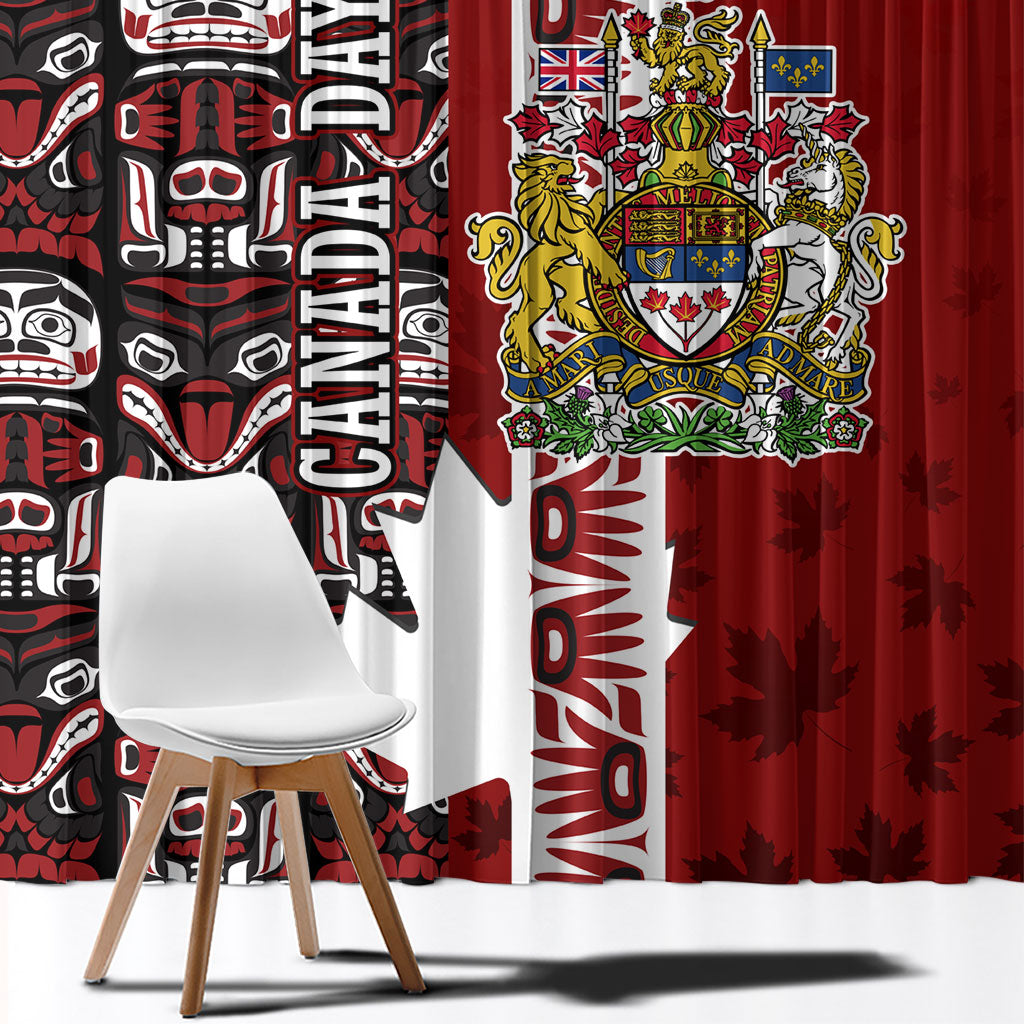 Canada Day Indigenous First Nations Window Curtain Tribal Haida Totem Art One Nation