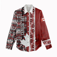 Canada Day Indigenous First Nations Women Casual Shirt Tribal Haida Totem Art One Nation