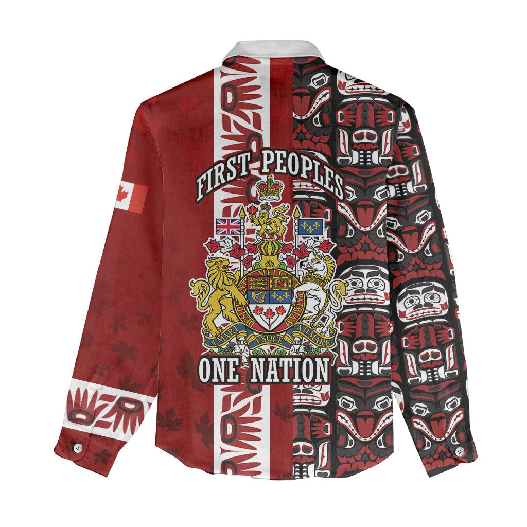 Canada Day Indigenous First Nations Women Casual Shirt Tribal Haida Totem Art One Nation