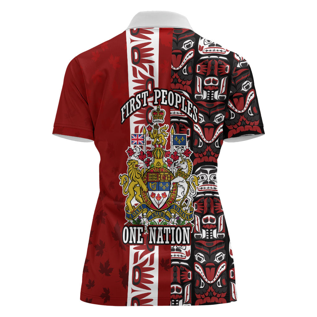 Canada Day Indigenous First Nations Women Polo Shirt Tribal Haida Totem Art One Nation