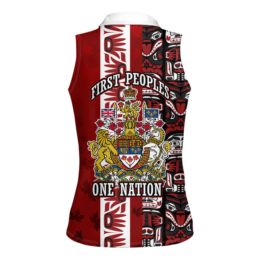 Canada Day Indigenous First Nations Women Sleeveless Polo Shirt Tribal Haida Totem Art One Nation