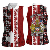 Canada Day Indigenous First Nations Women Sleeveless Polo Shirt Tribal Haida Totem Art One Nation