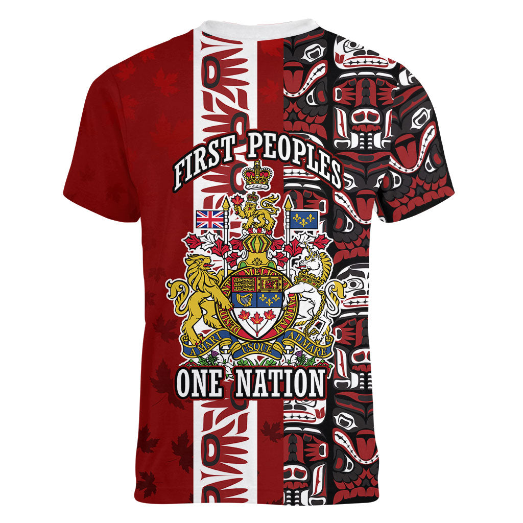 Canada Day Indigenous First Nations Women V-Neck T-Shirt Tribal Haida Totem Art One Nation