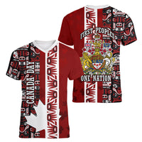 Canada Day Indigenous First Nations Women V-Neck T-Shirt Tribal Haida Totem Art One Nation