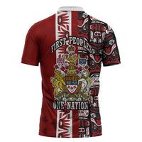 Canada Day Indigenous First Nations Zipper Polo Shirt Tribal Haida Totem Art One Nation