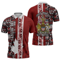 Canada Day Indigenous First Nations Zipper Polo Shirt Tribal Haida Totem Art One Nation