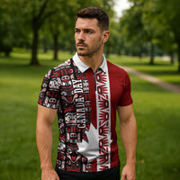 Canada Day Indigenous First Nations Zipper Polo Shirt Tribal Haida Totem Art One Nation