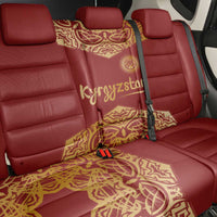 Kyrgyzstan National Symbol Back Car Seat Cover Traditional Golden Pattern in Red and Gold