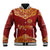 Kyrgyzstan National Symbol Baseball Jacket Traditional Golden Pattern in Red and Gold