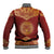 Kyrgyzstan National Symbol Baseball Jacket Traditional Golden Pattern in Red and Gold