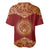 Kyrgyzstan National Symbol Baseball Jersey Traditional Golden Pattern in Red and Gold