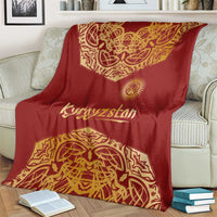 Kyrgyzstan National Symbol Blanket Traditional Golden Pattern in Red and Gold