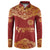 Kyrgyzstan National Symbol Button Sweatshirt Traditional Golden Pattern in Red and Gold