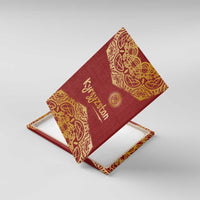 Kyrgyzstan National Symbol Canvas Wall Art Traditional Golden Pattern in Red and Gold