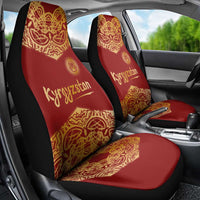 Kyrgyzstan National Symbol Car Seat Cover Traditional Golden Pattern in Red and Gold
