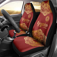Kyrgyzstan National Symbol Car Seat Cover Traditional Golden Pattern in Red and Gold