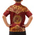 Kyrgyzstan National Symbol Family Matching Long Sleeve Bodycon Dress and Hawaiian Shirt Traditional Golden Pattern in Red and Gold