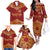 Kyrgyzstan National Symbol Family Matching Off The Shoulder Long Sleeve Dress and Hawaiian Shirt Traditional Golden Pattern in Red and Gold