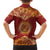 Kyrgyzstan National Symbol Family Matching Short Sleeve Bodycon Dress and Hawaiian Shirt Traditional Golden Pattern in Red and Gold