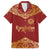 Kyrgyzstan National Symbol Family Matching Tank Maxi Dress and Hawaiian Shirt Traditional Golden Pattern in Red and Gold