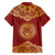 Kyrgyzstan National Symbol Hawaiian Shirt Traditional Golden Pattern in Red and Gold