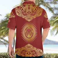 Kyrgyzstan National Symbol Hawaiian Shirt Traditional Golden Pattern in Red and Gold
