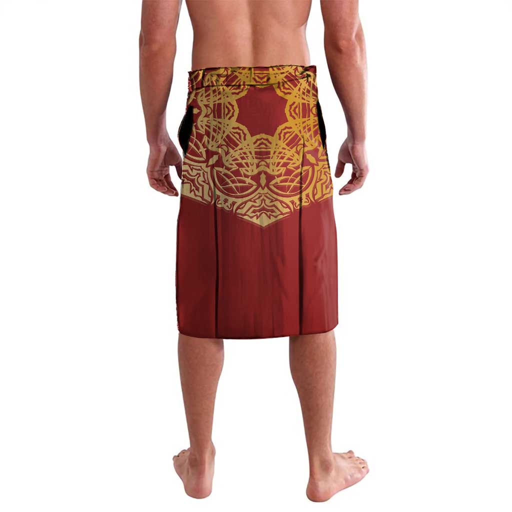 Kyrgyzstan National Symbol Lavalava Traditional Golden Pattern in Red and Gold