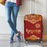Kyrgyzstan National Symbol Luggage Cover Traditional Golden Pattern in Red and Gold